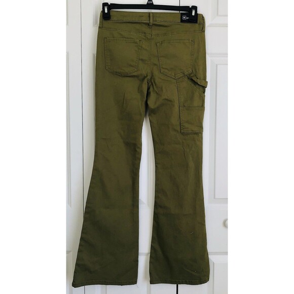 RE GENERATION WOMEN'S JEANS CARPENTER FLARE MID RISE GREEN DEMIN SIZE 7/28  172 - Picture 6 of 11